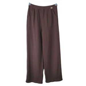 St. John Sport Santana Knit Pants Small Choc Brown Drawstring Waist Straight Leg